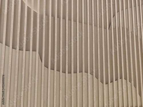 Modern and minimalist wall design featuring vertical wooden slats
