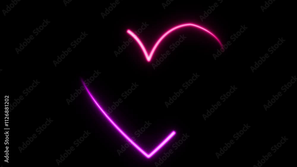 Heart in neon color on a black background. Happy Valentine's Day. Postcards for February 14 Heart in neon color on a black background. Happy Valentine's Day. Postcards for February 14