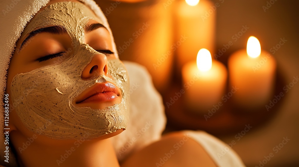 A close-up shot of a peaceful home facial routine, with a person applying a soothing face mask while relaxing in a cozy bathroom with warm lighting A close-up shot of a peaceful home facial routine, with a person applying a soothing face mask while relaxing in a cozy bathroom with warm lighting