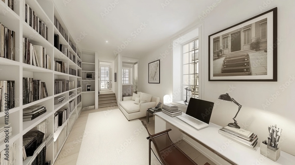 Cozy Home Library with Comfortable Living Space Cozy Home Library with Comfortable Living Space