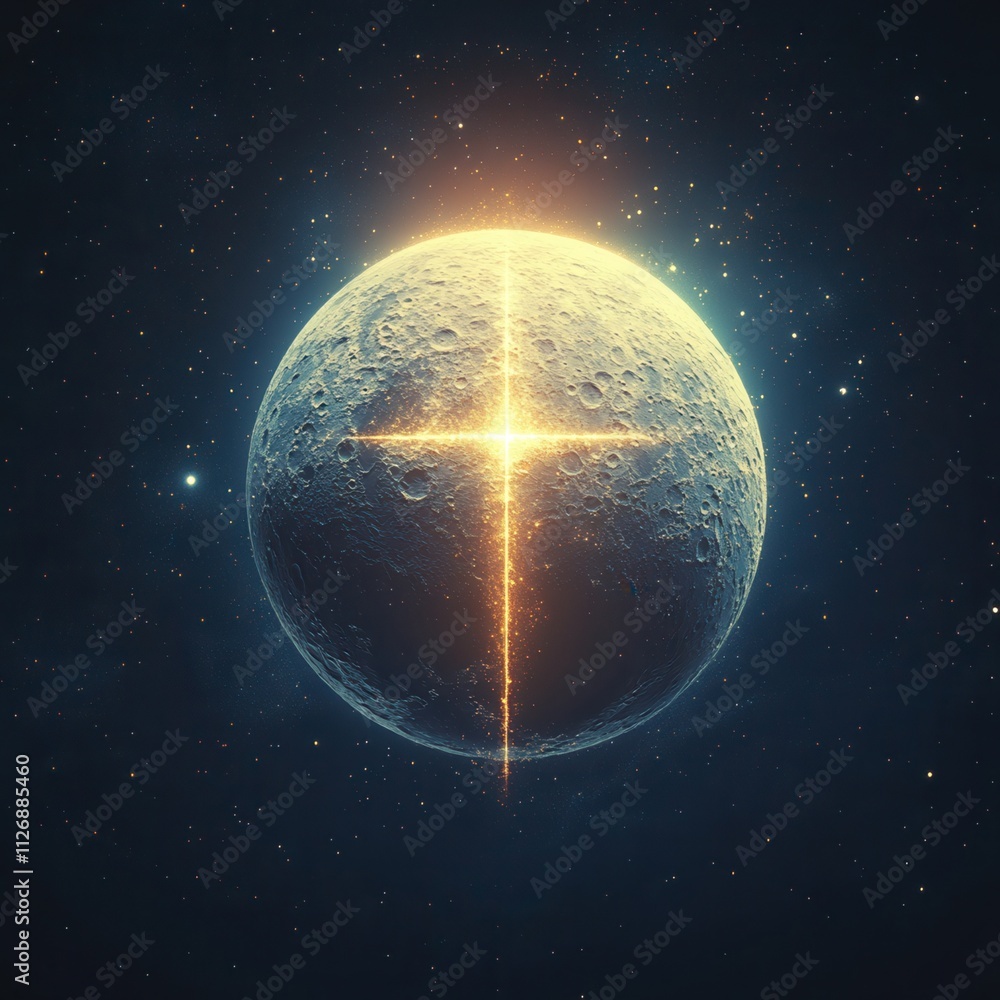 Fototapeta premium A glowing celestial body in the night sky.