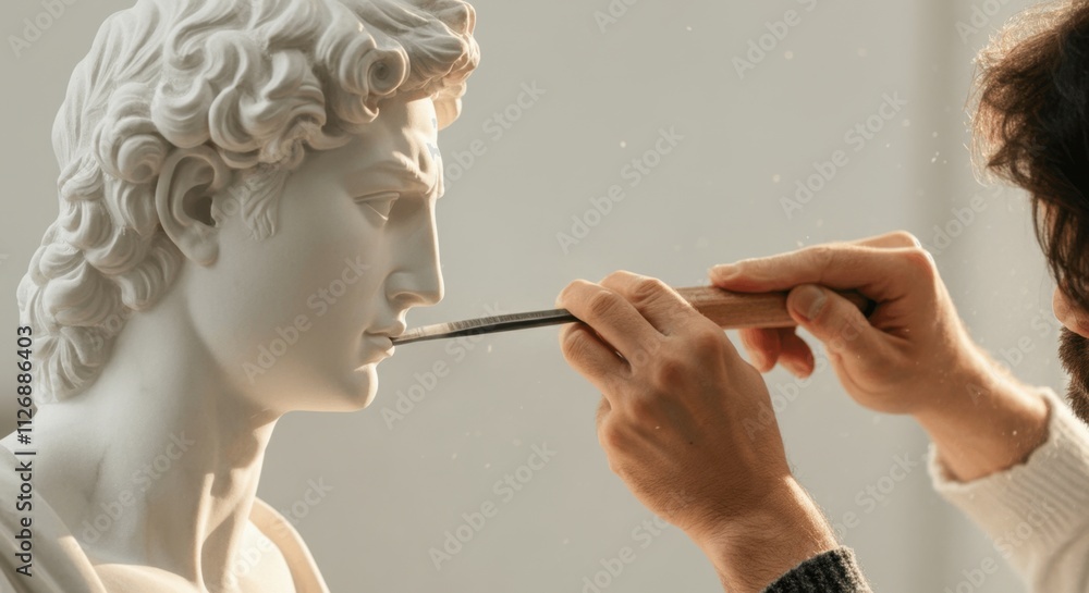 Obraz premium Restoring classical sculpture with precision care