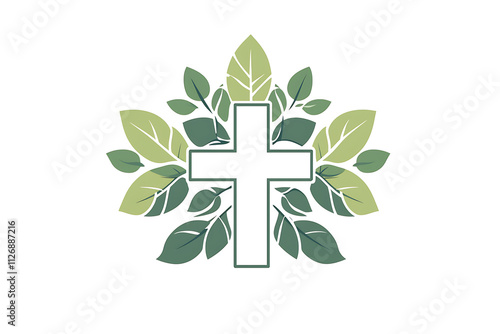 Medical Cross & Leaf Logo photo