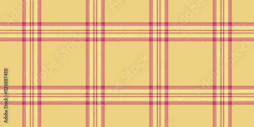 Classical check texture vector, overlay pattern fabric background. Fuzzy tartan seamless textile plaid in amber and pink colors.