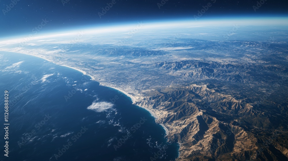 Ultra detailed, photorealistic image of Earth from space with a focus on the coastlines of Japan Ultra detailed, photorealistic image of Earth from space with a focus on the coastlines of Japan