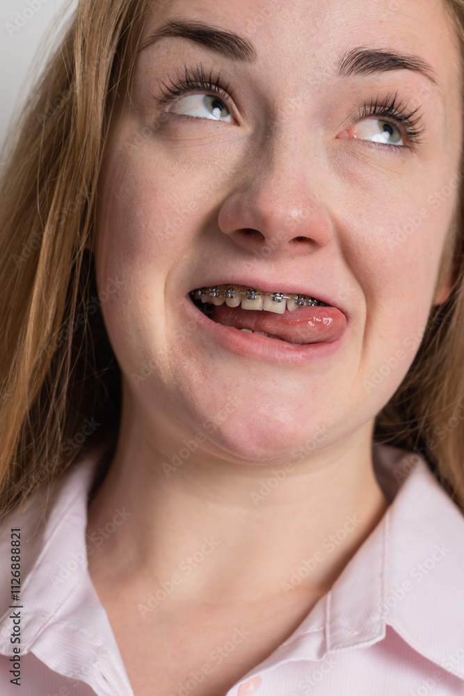 Young woman after dental medical care Young woman after dental medical care