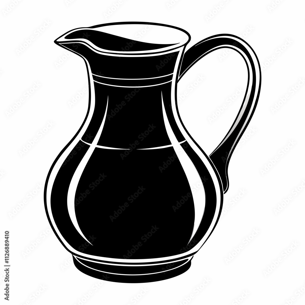 Silhouette Design of a Water Jug with Wide Body and Sturdy Handle in a Minimalist Household Style Silhouette Design of a Water Jug with Wide Body and Sturdy Handle in a Minimalist Household Style