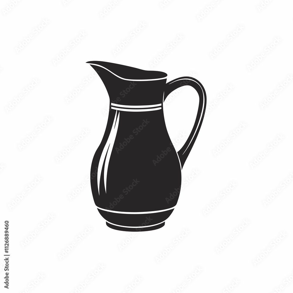 Silhouette Design of a Water Jug with Wide Body and Sturdy Handle in a Minimalist Household Style Silhouette Design of a Water Jug with Wide Body and Sturdy Handle in a Minimalist Household Style