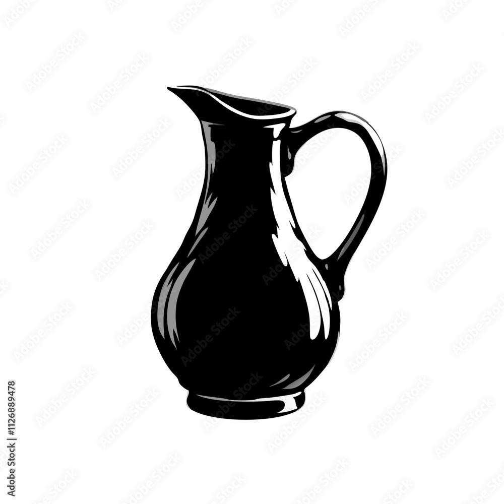 Silhouette Design of a Water Jug with Wide Body and Sturdy Handle in a Minimalist Household Style Silhouette Design of a Water Jug with Wide Body and Sturdy Handle in a Minimalist Household Style