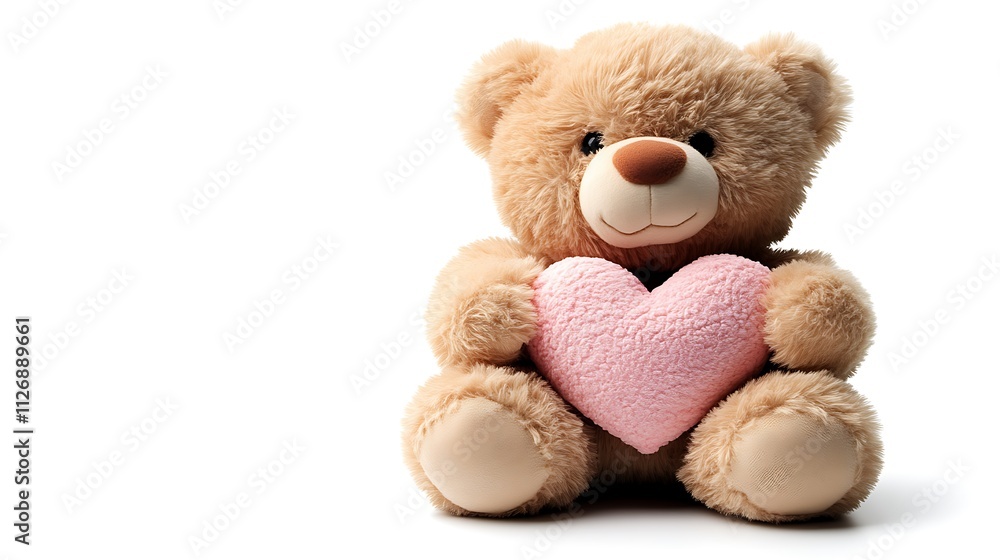 Obraz premium Teddy Bear Holding Pink Heart Lovely Stuffed Animal