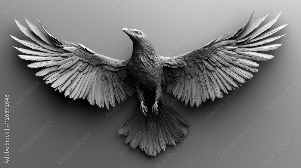 Obraz premium Sculpted Raven Wings Spread in Flight