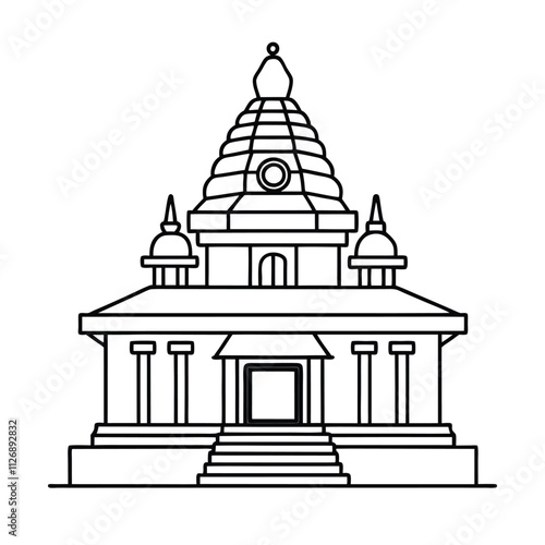 a temple icon in sign line art icon vector silhouette illustration for photo overlays, t-shirt prints, and flyer poster design isolated on a white background