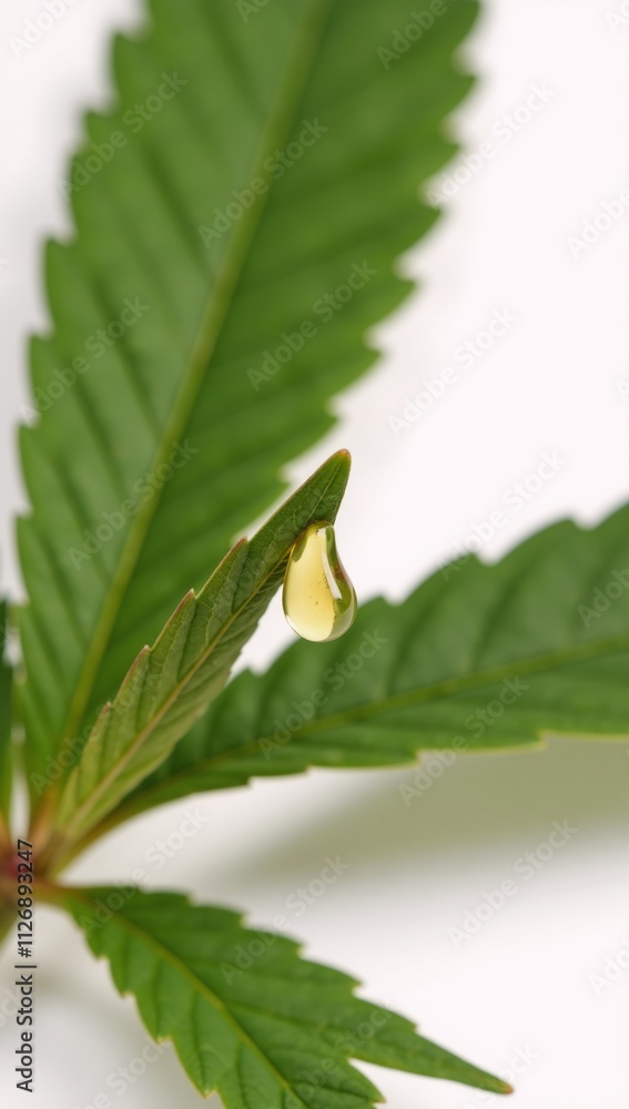 Medical Cannabis Oil Depiction of marijuana leaf with oil extract