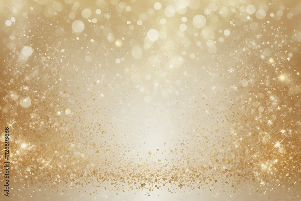 Golden and Light Beige Christmas Background with Tiny Snowflakes and Gold Glitter Golden and Light Beige Christmas Background with Tiny Snowflakes and Gold Glitter