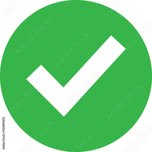 Yes sign, Green Check mark icon, Tick mark, YES button, Done icon, tick symbols, checklist signs, approval icon