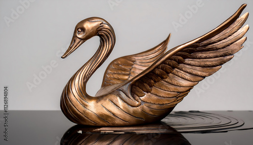 Graceful Bronze Swan Sculpture in Studio Elegance photo