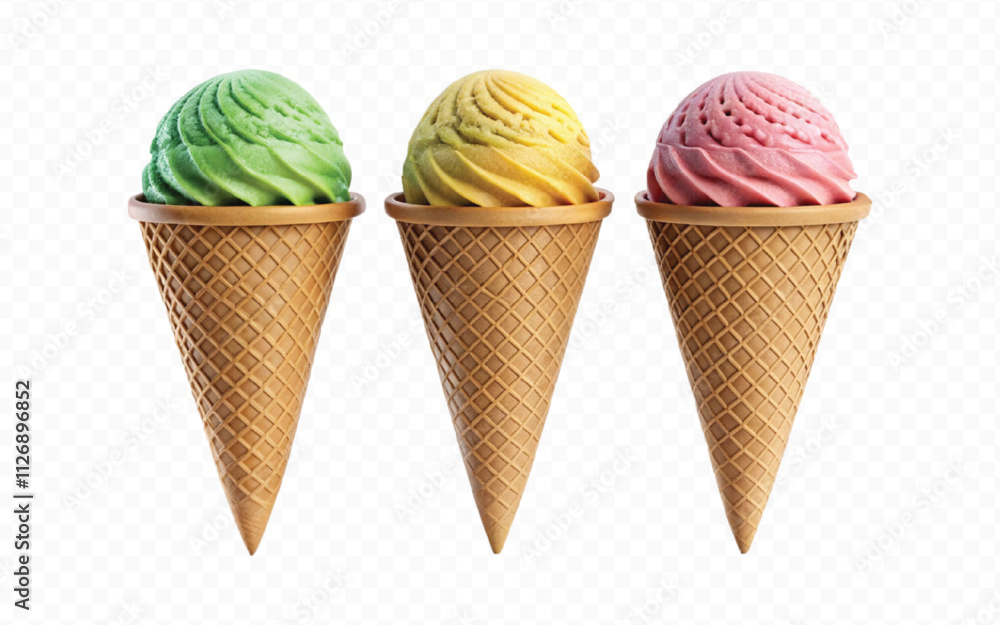abstract 3d Triple scoop ice cream cone png design abstract 3d Triple scoop ice cream cone png design