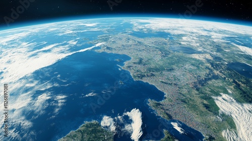 Ultra detailed, photorealistic image of Earth from space