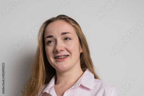 Young woman after dental medical care