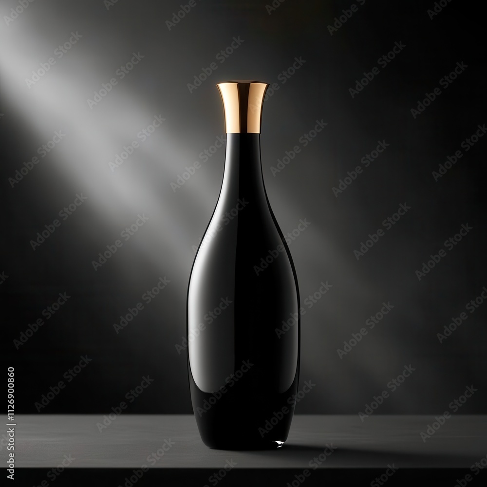 Black vase with gold trim sits on a table Black vase with gold trim sits on a table