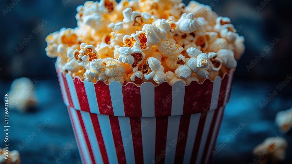 a red and white striped bucket of popcorn
