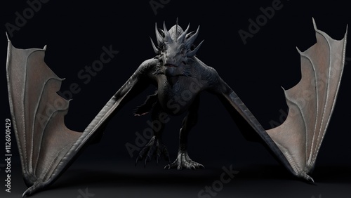 Wyvern Type Dragon 2 of background. 3d model rendering