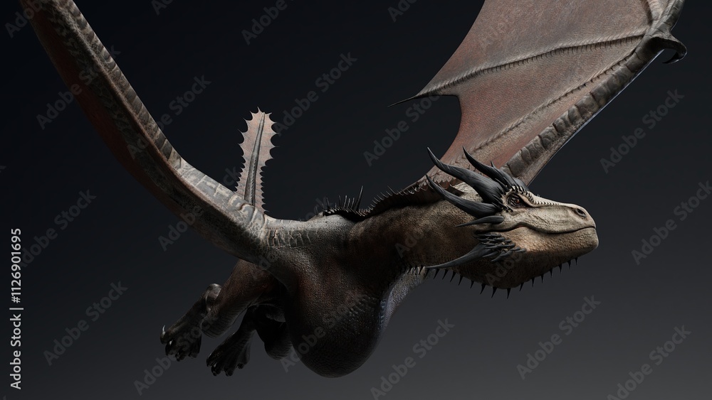 Fototapeta premium Wyvern Type Dragon 2 of background. 3d model rendering