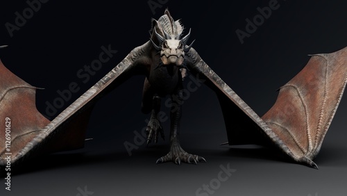 Wyvern Type Dragon 2 of background. 3d model rendering