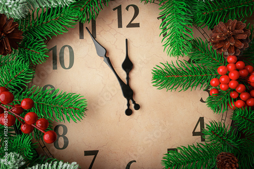 Obraz na płótnie New Year's clock and still life. The clock shows midnight. w salonie