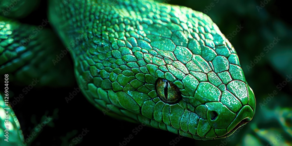Green snake with a green head and green body Green snake with a green head and green body