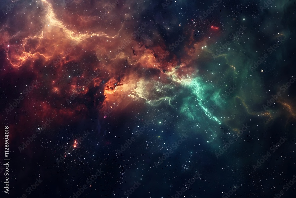Obraz premium A space filled with lots of stars and nebulas. Ideal for science or astronomy-related projects, Colorful Nebula in Sci-F Universe, Background, Wallpaper, Colorful Nebula in Sci-F Universe, 