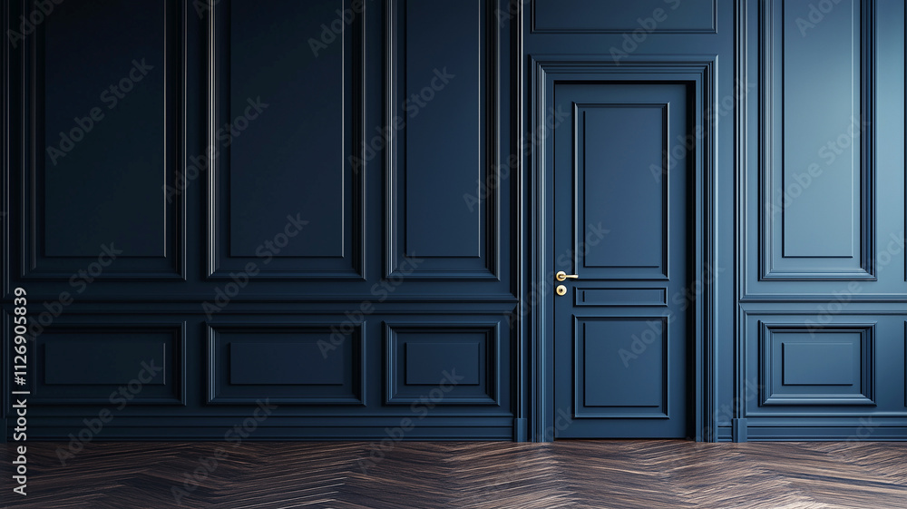 Blank navy blue wooden wall panel Mockup Blank navy blue wooden wall panel Mockup