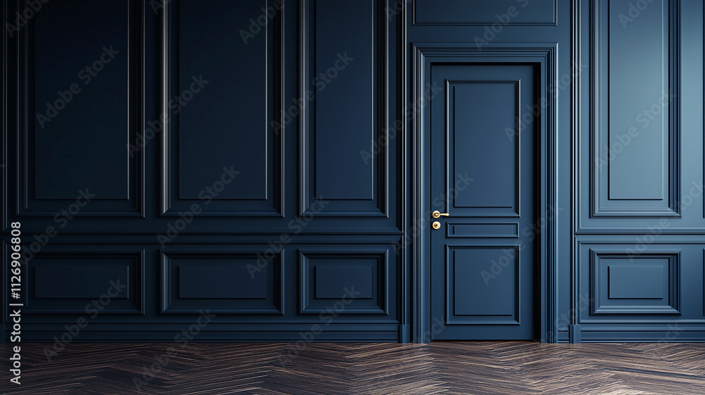 Blank navy blue wooden wall panel Mockup Blank navy blue wooden wall panel Mockup