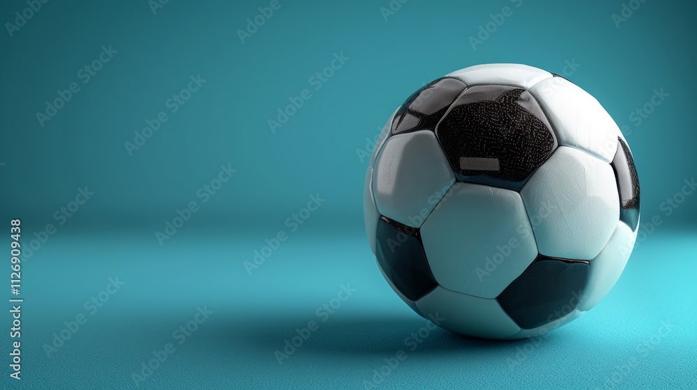Fototapeta premium Classic Soccer Ball on a Seamless Blue Background, Perfect for Sports Themed Designs.