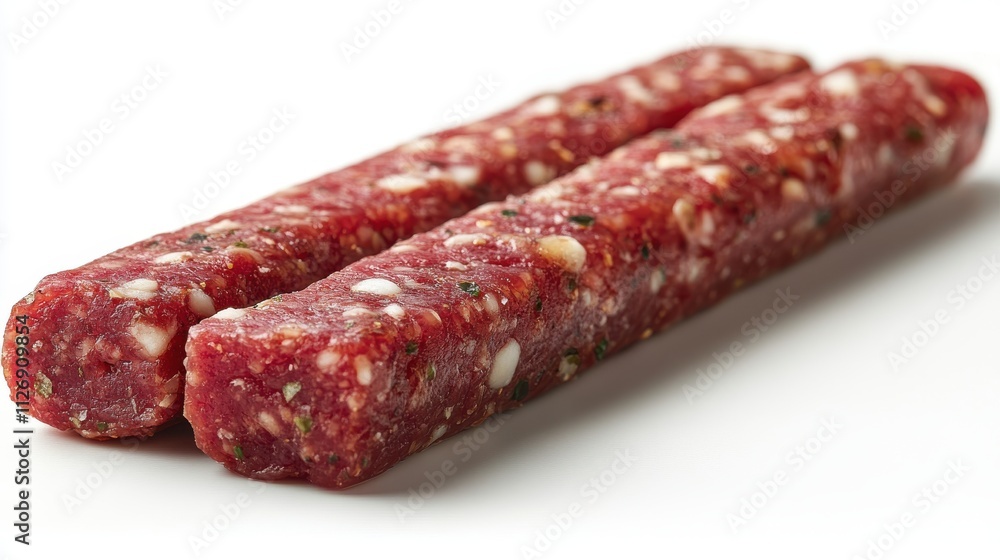 a sausage with white specks on it a sausage with white specks on it