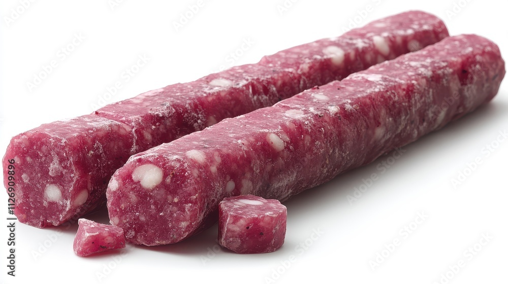 a sausage with white specks on it a sausage with white specks on it