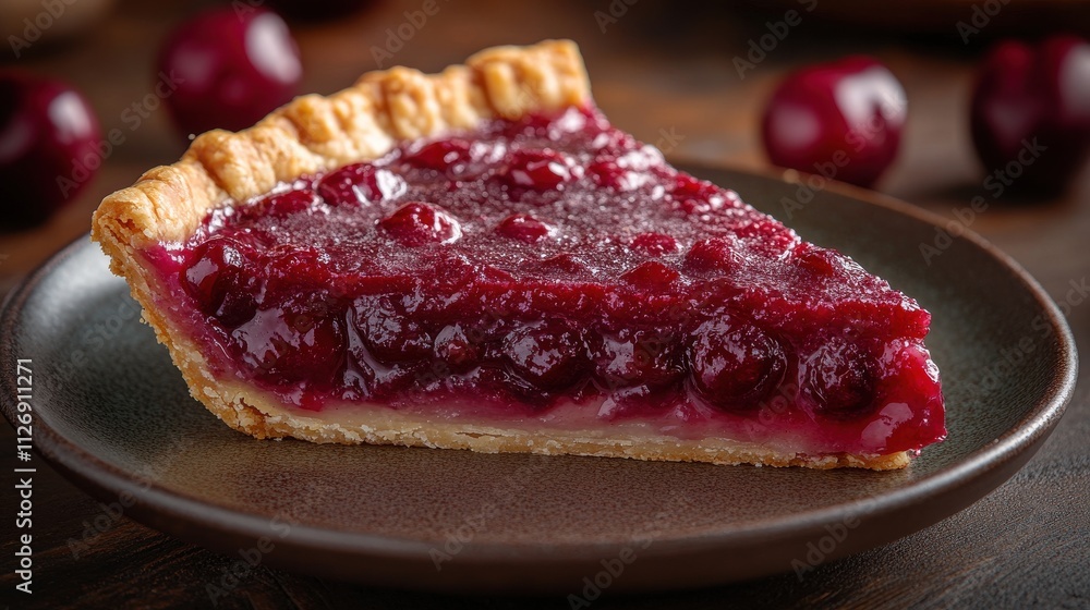 a slice of cherry pie on a plate a slice of cherry pie on a plate
