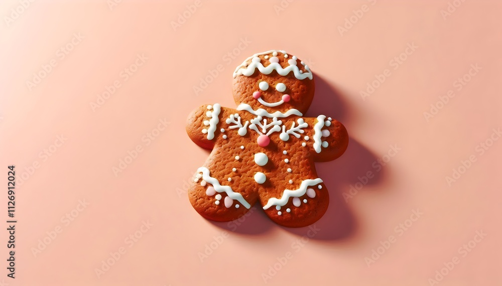Side View Macro-Focused Zoom of Gingerbread on Pastel Background Side View Macro-Focused Zoom of Gingerbread on Pastel Background