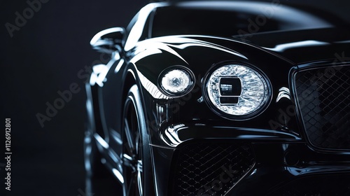 A sleek black luxury car showcasing modern design and elegance.