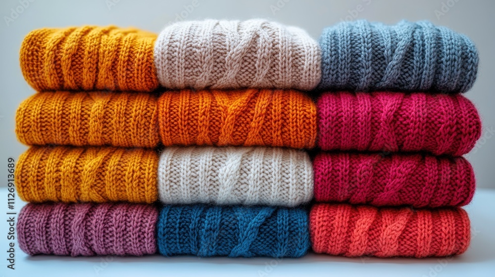 a stack of sweaters on a white background a stack of sweaters on a white background