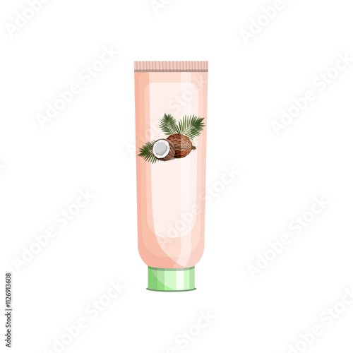 Cosmetic coconut cream isolated on a white background.Vector illustration of cosmetics for fashionable designs.