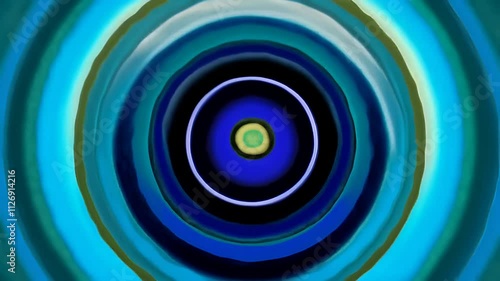 animation of gentle loop of concentric circles softly expanding and contracting, each ring changing colors