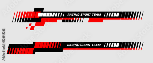 Set of simple car stripes. Car race stripes. Racing sticker design. Graphic sport decal vinyl element. Automobile decoration. Racing design vector set