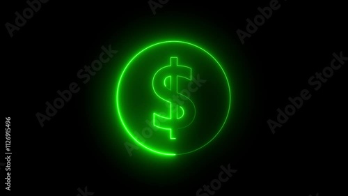 Glowing neon line american currency dollar sign icon isolated on transparent background.