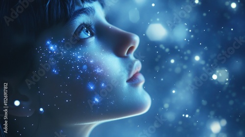 Portrait of a woman with a cosmic starry effect