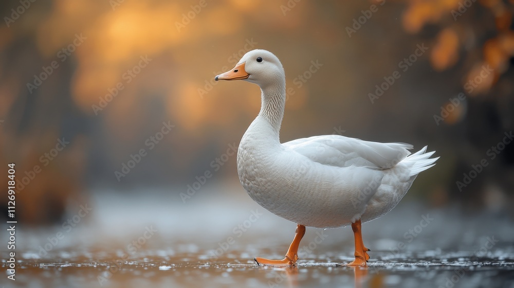 Obraz premium a white duck with orange legs
