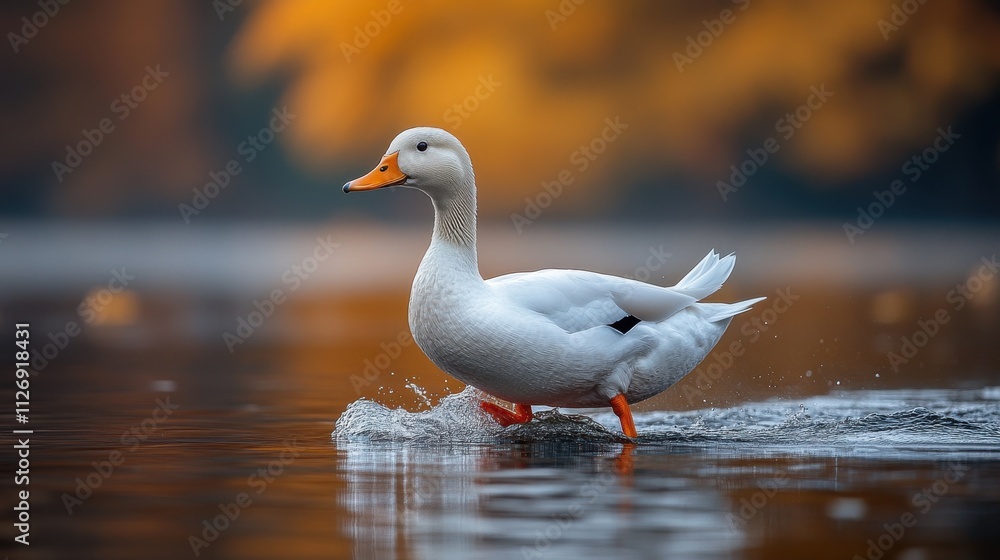 a white duck with orange legs a white duck with orange legs