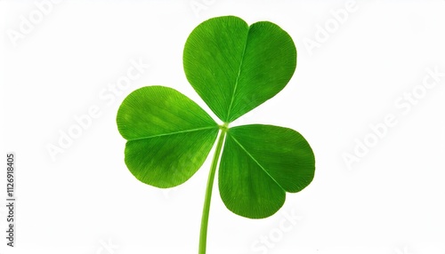 Vibrant Three Leaf Clover with Reflection on White Background. Symbol of Luck, Prosperity, and St. Patrick's Day Celebrations, Ideal for Festive Greeting Cards, Posters, and Social Media Graphics