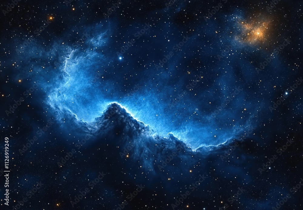 Fototapeta premium A blue nebula with stars and galaxies in the background