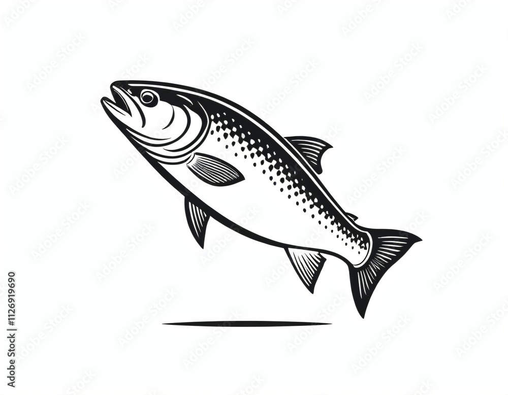 salmon icon. Salmon head front view simple black design isolated on white background. illustration. Ai generated image. salmon icon. Salmon head front view simple black design isolated on white background. illustration. Ai generated image.